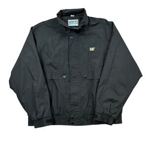 Vintage Caterpillar CAT Workwear Jacket Men's XL Black Softshell Boxy Fit 90s